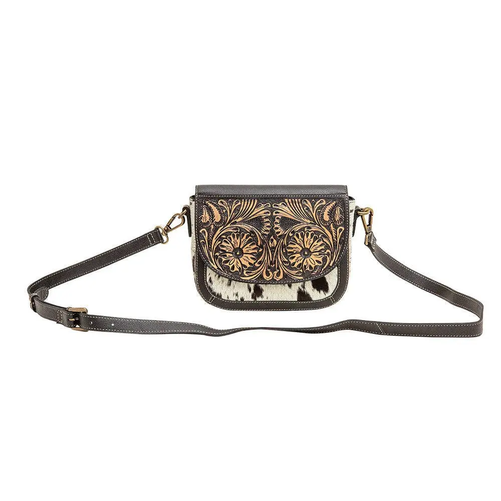 Myra Bag Hand-Tooled Western Hairon Cowhide Crossbody & Shoulder Purse