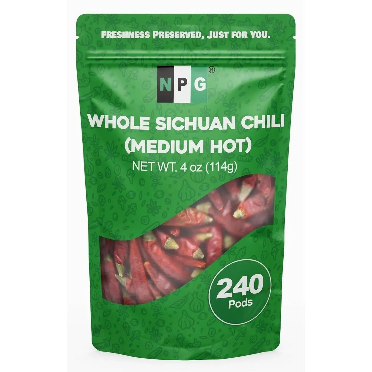 NPG Sichuan Red Chili Peppers 4 Ounces, Medium Hot, Premium Szechuan Dried Red Chilies for Chili Oil, Paste, and Sauce, Used in Mexican, Chinese, Thai Dishes
