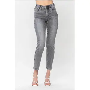 Judy Blue Stone Wash Grey Girlfriend Jeans
