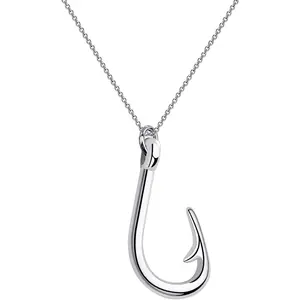 Fish Hook Necklace Pendant Jewelry, Fishing Gift for Couple