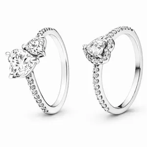 Sparkling Double Heart Ring
