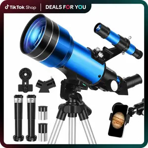 Astronomical Telescope 70mm Aperture 400mm AZ Mount Refracting for Kids Beginners with 3x Barlow Lens Adjustable Tripod & Replacement Eyepieces summerwins