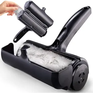 Pet Hair Remover and Reusable Lint Roller - Black Cat and Dog Hair Remover for Furniture, Couch, Carpet, Clothing and Bedding - Portable, Multi-Surface Fur Removal Tool
