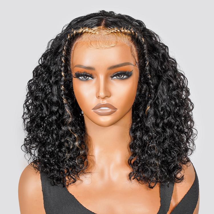 [Live Sale Only] West Kiss Pre Styled Glueless Wig 13x4 Lace Front Short Bob Wig Highlight Water Wave Pre Cut Lace Plucked Pre Braided
