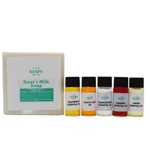 Soap Making Kit Even Skin Essential Oil Kit For Soap Making 1 Pound Goat Milk Soap with Grapefruit Carrot Seed Frankincense Lemon Turmeric Oils Body Care Body Wash