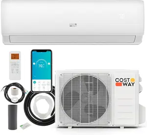 COSTWAY Split Air Conditioner& Heater, 9000-24000BTU Wifi Enabled Inverter Air Conditioner & Heater Pump System, Compatible with Alexa, w/Installation Kit