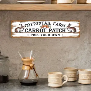 Vintage Easter "Cottontail Farm Carrot Patch" Metal Sign - Wall Decor with Bunny & Carrot Design, Perfect for Home Kitchen, Cafe, Bakery, or Farmhouse Wall Art, Farmhouse House Decor