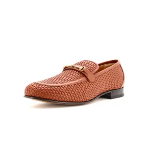 Pre-owned Gucci Men's Horsebit Loafers Woven Leather by Rebag