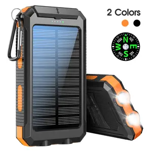 citicr 10000mAh solar external battery pack - built-in USB-C outputfor efficient charging, ultra-bright flashlight, climbing buckle compass, waterproof and dustproof, essential outdoor item, suitable for rock climbing, fishing, camping and other uses