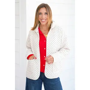 Polka Dot Quilted Long Sleeve Jacket
