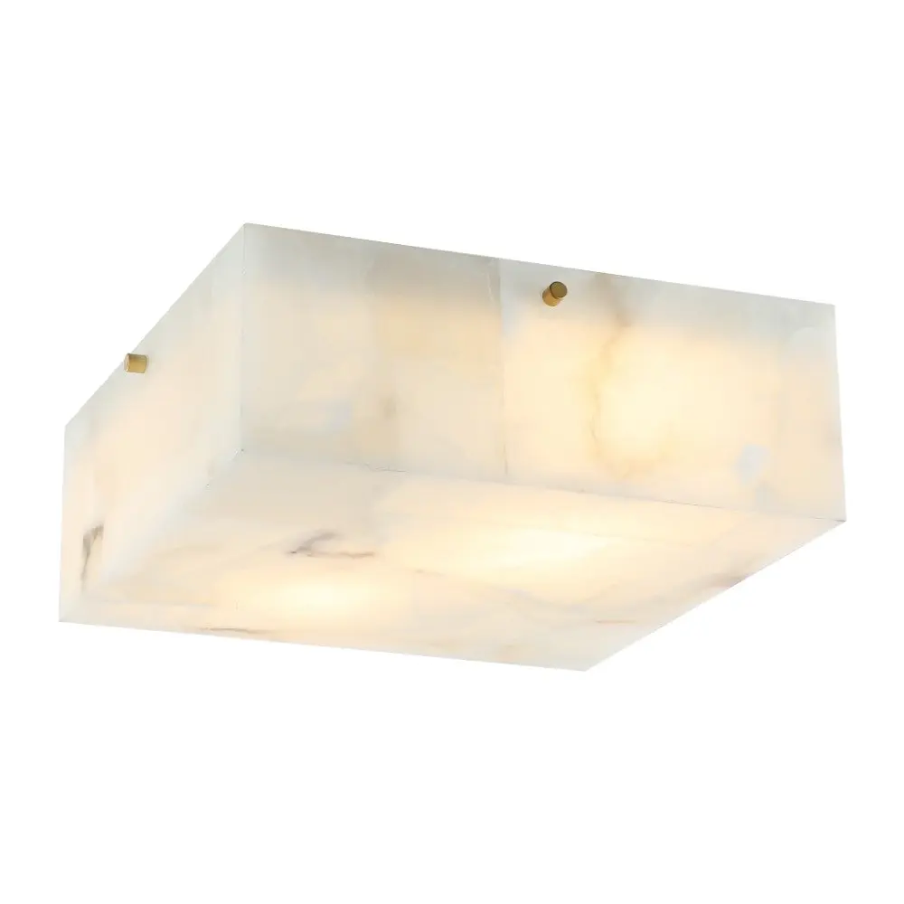 Giulia 13" 2-Light Modern Contemporary Alabaster/Iron Square LED Flush Mount