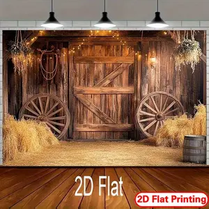 Western Barn Tapestry Rustic Farm Backdrop Cowboy Theme Wall Hanging Photography Background for Party Decoration Living Room Indoor Outdoor Event Decor Polyester