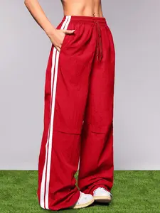 Side Stripe Drawstring Sports Pants, Casual Leisure Wear, Athleisure Style, Comfortable and Stylish, Perfect for Daily Activities, Trendy and Functional, Training Pants