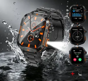 Manly style Smart Sports Watch With LED Lights Wireless Calling, Message Reminders,Sports Mode, Voice Assistant, Weather Push,Stopwatch, Timer, Stopwatch And Other Functions, Smartwatch For Men, Compatible With Android And iPhone Phones Tracker