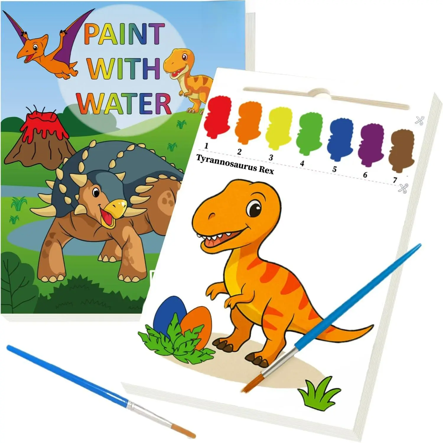 Paint with Water Coloring Books for Toddlers - Watercolor Painting Activities for Kids Ages 3-5 5-7 - Dinosaur Arts and Crafts Activity Kit - Dino Gifts for Boys 3 5 2 4 Year Old - Kid Art Craft