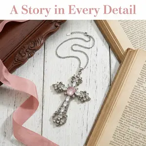 Cross Pendant Necklace for Women, Necklaces Dainty Elegant Jewelry Gift Women,Cross Dainty Necklaces chain necklace slip safety silver pendant with Zircon golden Vintage y2k fashion Festive Valentine's tonka jahari 2 part Ocean Style birthday gifts gf