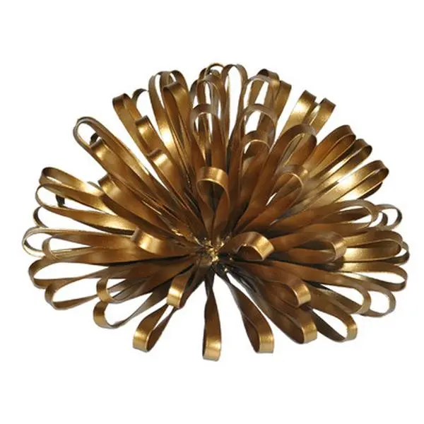 Cheungs FP-4458M Gold Metal Ribbon Decor - Medium, Hangable Hand-Mounted Wall Decor, 5x10x10 in