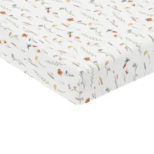 Sweet Jojo Designs Muslin Crib Sheets (Multicolor Boho Floral) for Baby Girls, Infant Nursery, Toddler Room - 100% Cotton Fitted Sheet Standard Size (Sage Bohemian Flower Garden, Wildflower Farmhouse)
