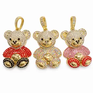 Cute teddy bear pendants with colorful stones and shiny finish.