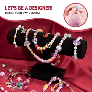 DIY Kids Beading Machine, Girl's Craft Kit for Necklaces Bracelets, Soft Clay Beads Set, Beginner Friendly, Ages 3-6, Birthday Gift