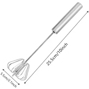 Stainless Steel Egg Whisk, Hand Push Rotary Whisk Blender, Versatile Milk Frother, Hand Push Mixer Stirrer for Blending, Whisking, Beating & Stirring (12in)