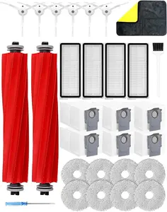 Vacuum Cleaner Replacement parts Compatible with Roborock Qrevo pro/Qrevo MaxV/Qrevo S/Qrevo plus,2 Main Brush Roller,6 White Side Brush,4 Hepa Filters,8 Mop Pads,6 Dust Bags (White-29)