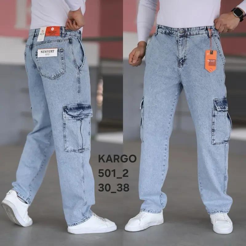 Cargo Pants  WomenswearSize 30_38 Light Blue Denim Trousers for Everyday Wear