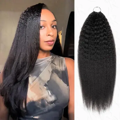 QVR ks Crochet Hair Natural Black Machine Made Feather Crochet Human Hair Extension TikTokShopBlackFriday