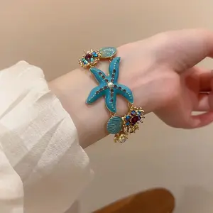 Bohemian Wind Starfish Shell Pearl Bracelet, Hawaiian Style Colorful Summer Fashion Jewelry, Unique Gift Accessory
