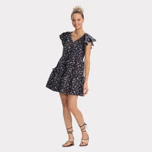Universal Thread Women's Casual Tiered Ruffle Short Sleeve Mini A-Line Dress