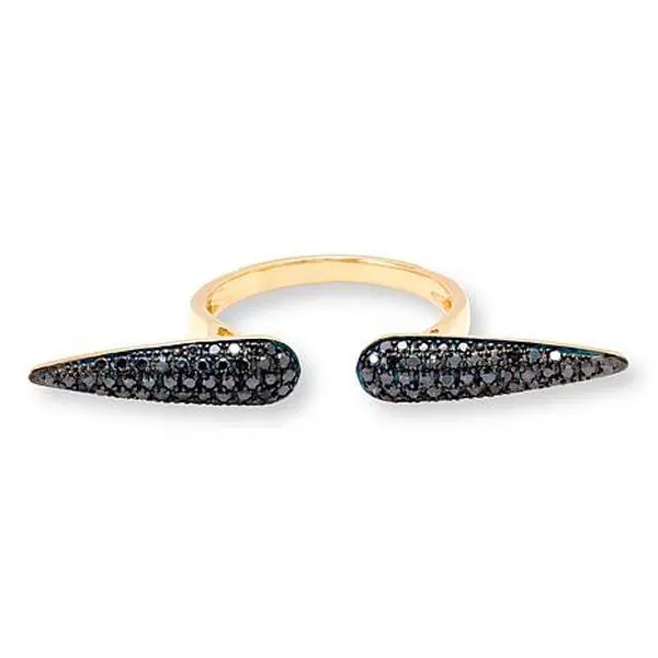 Rarities Fine Jewelry Rarities .39ctw Black Diamond Gold-Plated Sterling Silver Spear Ring
