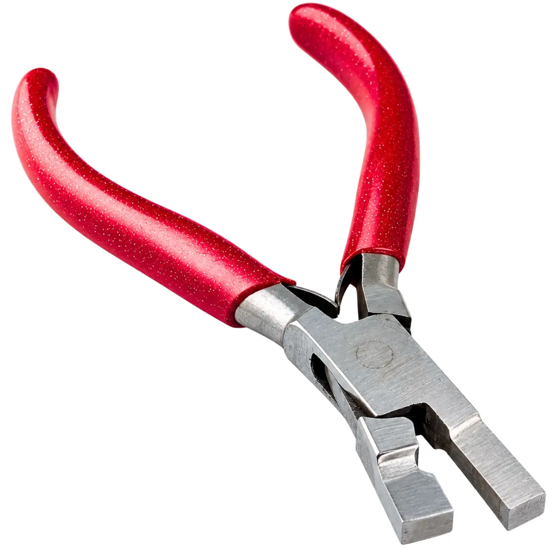 5 Inch Stone Setting Pliers with Specially Shaped Jaws, Double Spring Action and Red PVC Handles for Jewelry Making