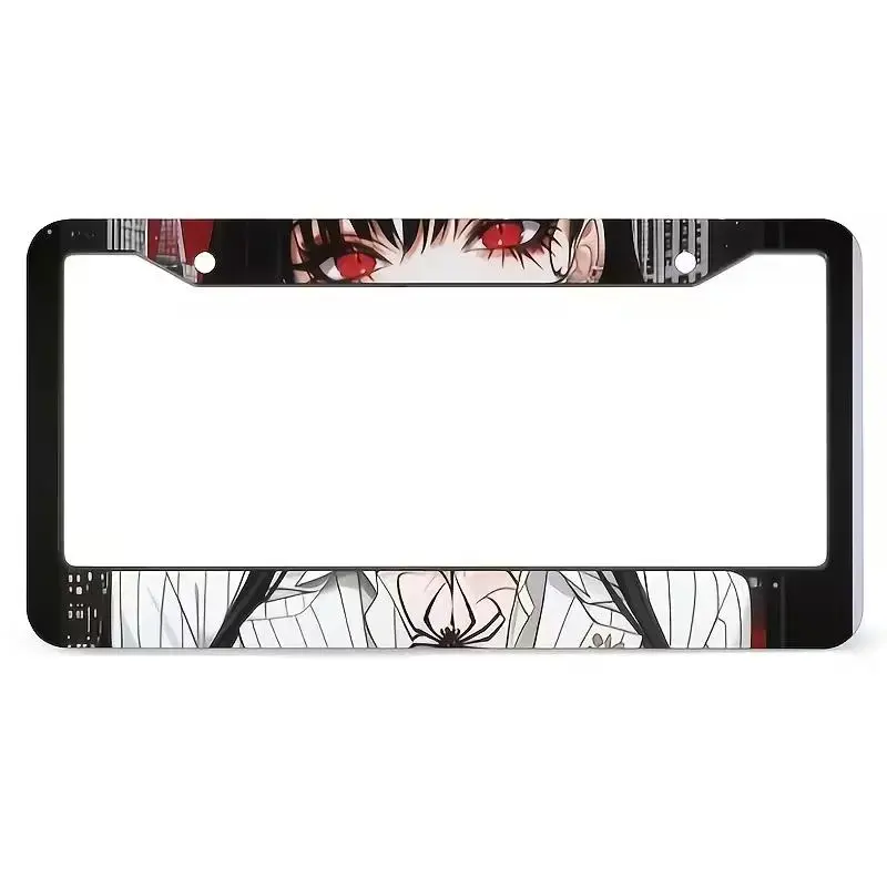 Anime Girl License Plate Frame, Red Eyes Manga Car Tag Holder, Gothic Anime JDM Auto Accessories, Waifu Car Decor Gift for Weebs