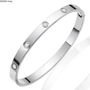Silver Stackable Bangle Set, 5-Piece Crystal & Roman Numeral Bangles, Stainless Steel, Hypoallergenic, Perfect for Daily Wear, Office, Parties & Elevating Your Everyday Outfit