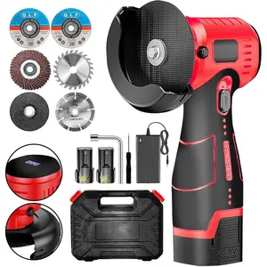 Brushless Cordless Angle  Kit, 19500rpm Mini Electric Angle Grinding Tool with 2x16.8V 2000mAh  and 6- Discs,  Handheld  for Metal
