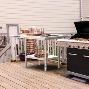 YITAMOTOR NSF Stainless Steel Table, 30" X 24" Work Table, 2 Shelves Metal Table Prep Table for Home Kitchen Restaurant Garage Warehouse Outdoor Furniture Modern
