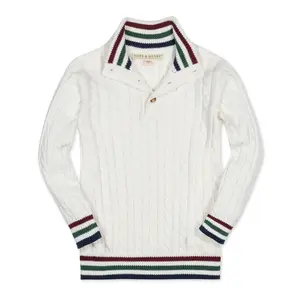 Hope & Henry Boys'   Organic Mock Neck Cable Sweater