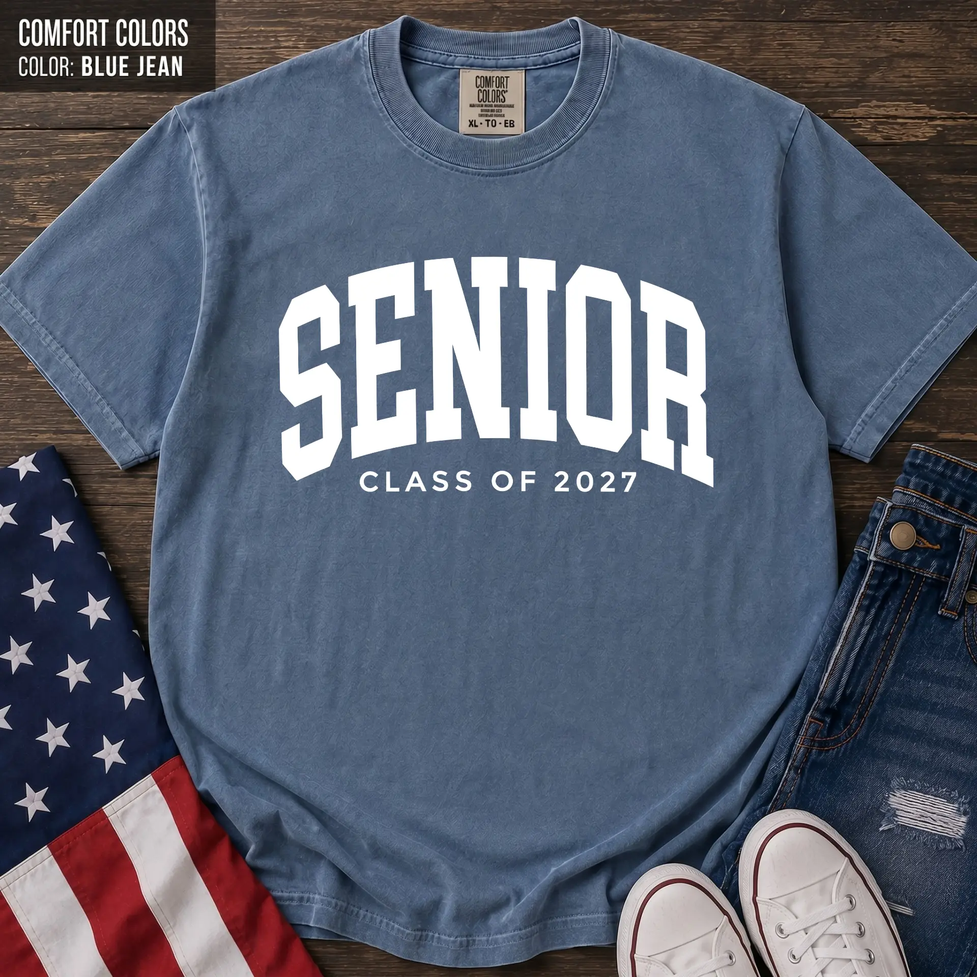 Comfort Colors Senior 2027 Patchwork Shirt, Premium Heavyweight Cotton Coastal Coquette Bow Tee, Cute Floral Class of 2027 Graduation Top, Century Cotton Co.