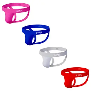 Men's T-back Thong Low Waist 4pcs Breathable Cotton Spandex Blend Hip-lifting Big U Pouch Athletic Jockstrap Underwear Pink/Blue/Gray/Red Color Set Mens Jocks Shorts Underpants