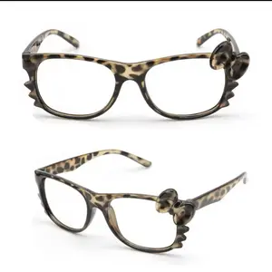 Kitty Leopard Print Glasses - Perfect for Summer - Very Cute Design with Unique Kitty Detail - FREE GIFTS Fashion Eyeglasses Square Frame Eyeglasses