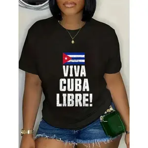Cotton Viva Cuba Libre Patriot And Life Graphic TShirt Casual Fashion Women Top