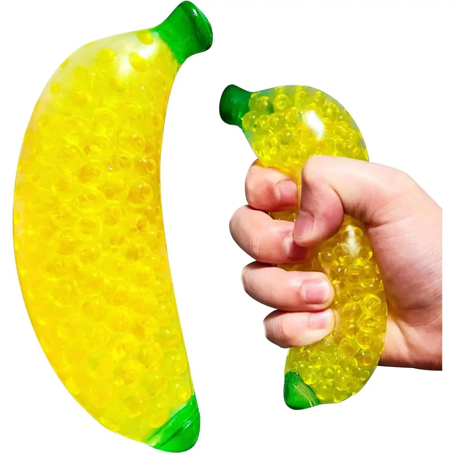 Squishy Banana Stress Balls - Stretchy Fruit Stress Balls for Adults and Party Favors, Yellow Squishy Banana Dough Ball for Vase Filler, Home Decoration, Christmas Decoration, Easter Basket Stuffers