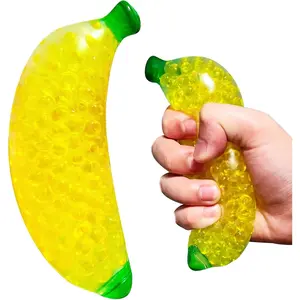 Squishy Banana Stress Balls - Stretchy Fruit Stress Balls for Adults and Party Favors, Yellow Squishy Banana Dough Ball for Vase Filler, Home Decoration, Christmas Decoration, Easter Basket Stuffers