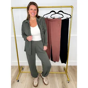 The Moment is Now High-Rise Ribbed Avery Mae Joggers - 3 colors!