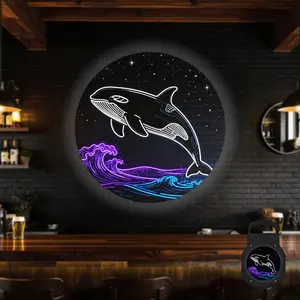 2D Flat, 1 pc, Neon Orca & Starry Wave Pattern, Portable LED Pattern Projector Light, Starry sky projector, USB Interface, 360° Rotation, Suitable for Coastal Decor, Night Ambiance, Bedroom & Living Room, A Gift for Whale Watchers & Ocean Lovers