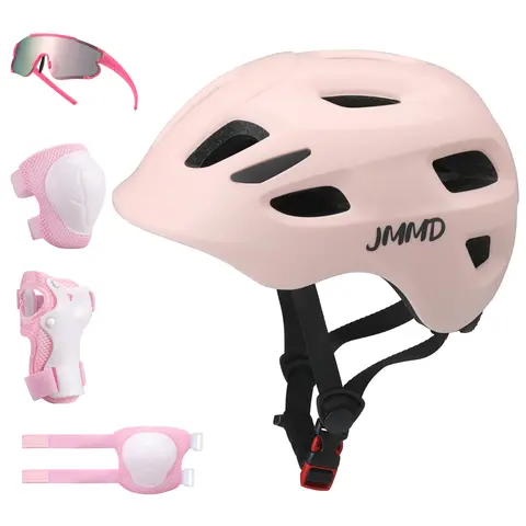 【ChristmasGifts】JMMD Child Size Kids' Cycling Safety Gear Set (Bicycles Not Included) - Helmet, Knee Pads, Elbow Pads, Wrist Guards, Goggles - 3-5 Years Old, Outdoor Safe, Simple On/Off for Busy Parents,sohochic