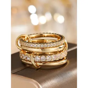 Women's Elegant Rhinestone Decorated Ring, Exquisite Trendy Ring, Fashionable Jewelry for Women As Gift