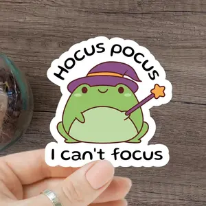 Hocus Pocus I Can’t Focus ADHD Sticker, Funny Meme Vinyl Decal, Cute Laptop Water Bottle Sticker, Gift for Friends