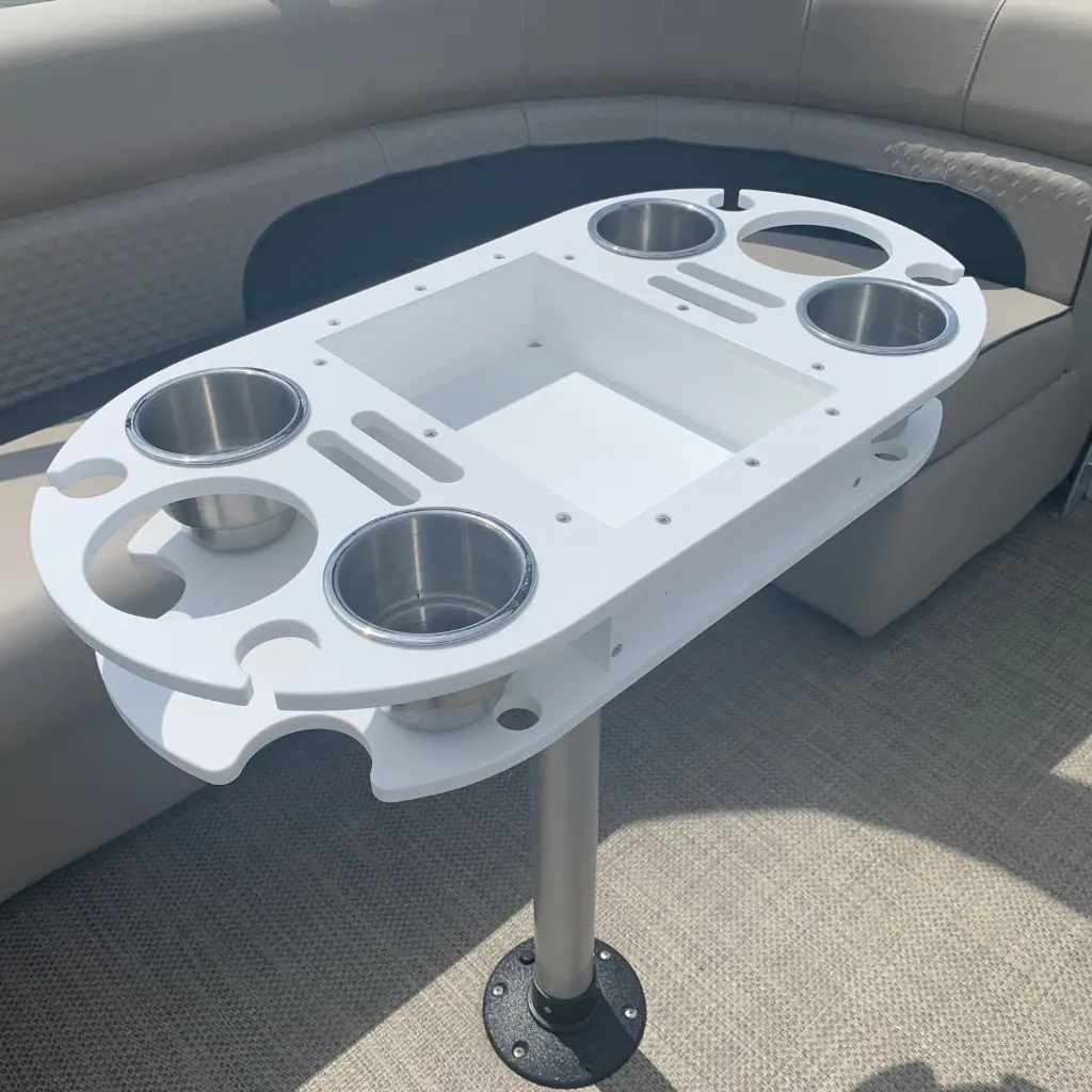 Boat and Pontoon Table – USA Made | Marine Grade with Cup Holders