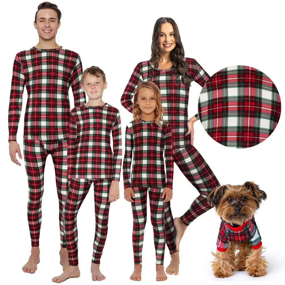 Rocky Plaid White Matching Family Warm Thermal Pajamas Womens L